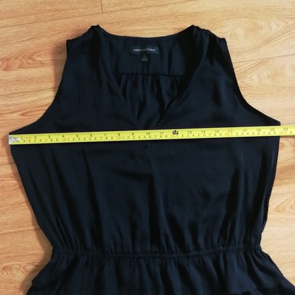 Black satin peplum top BR - Picture 3 of 6